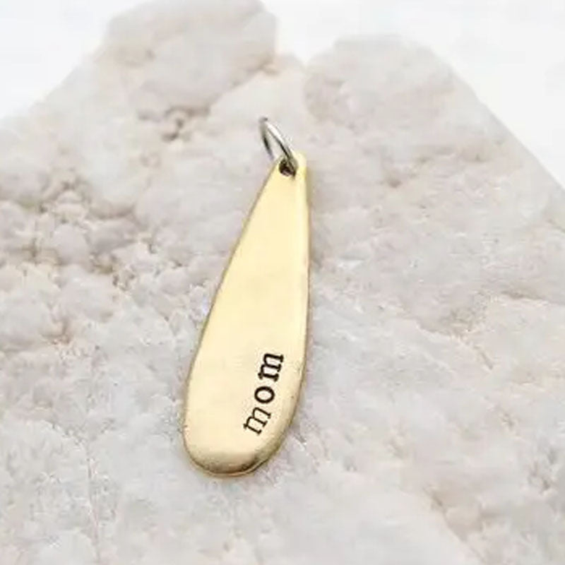 Organic hand stamped teardrop pendant