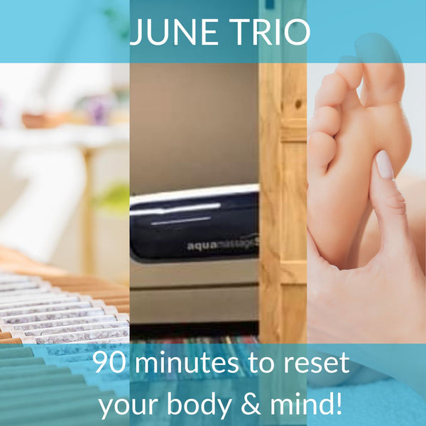 June Trio - aqua massage, amethyst biomat, and reflexology