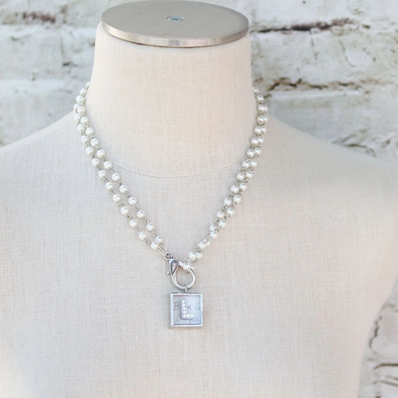 Pearl Beaded Lobster Clasp Charm Catcher Necklace