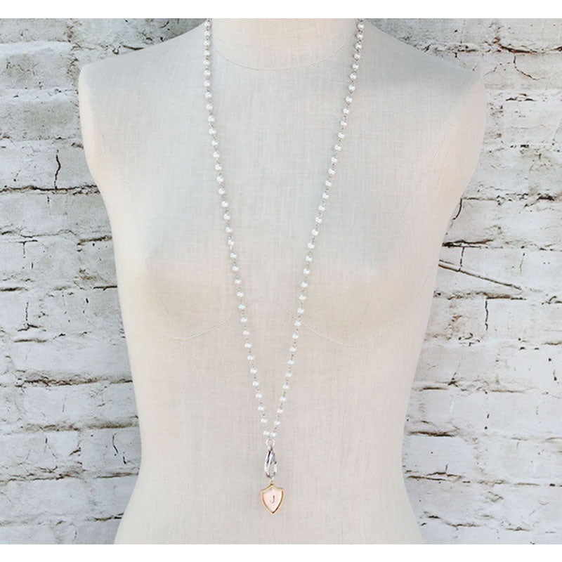 Pearl Beaded Lobster Clasp Charm Catcher Necklace
