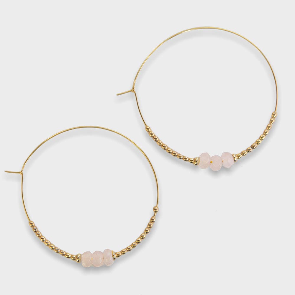 Lily Earrings - Gold & Rose Quartz