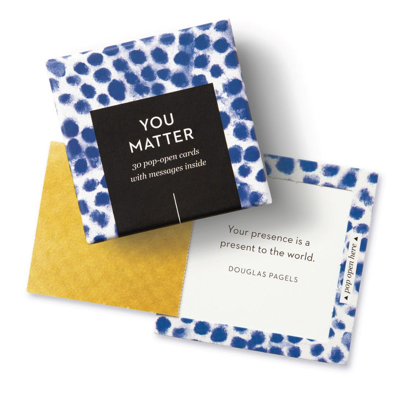 "You Matter" boxed set features a blue and white ink print design
