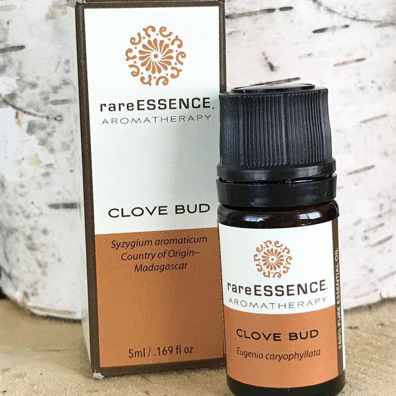 Clove bud is a warm and spicy essential oil that is used for aches and pains, breathing well, and even helps deter bugs!