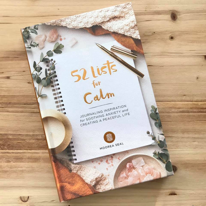 Here's the link to inspiration, relaxation, and fun in the written form with books and journals! Pictured is the guided journal titled "52 Lists for Calm"