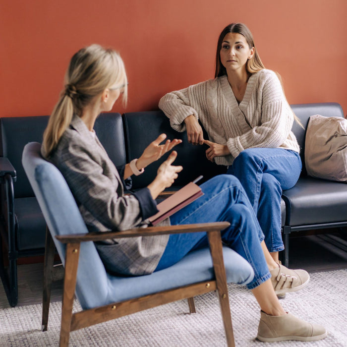 Client and therapist in office