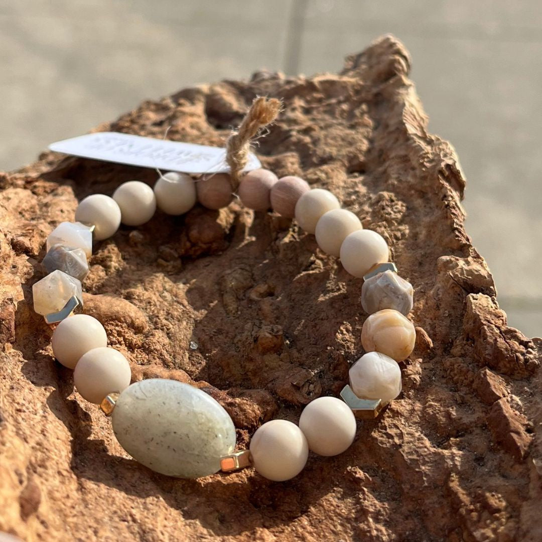 Aster - White Fossil Diffuser Bracelet