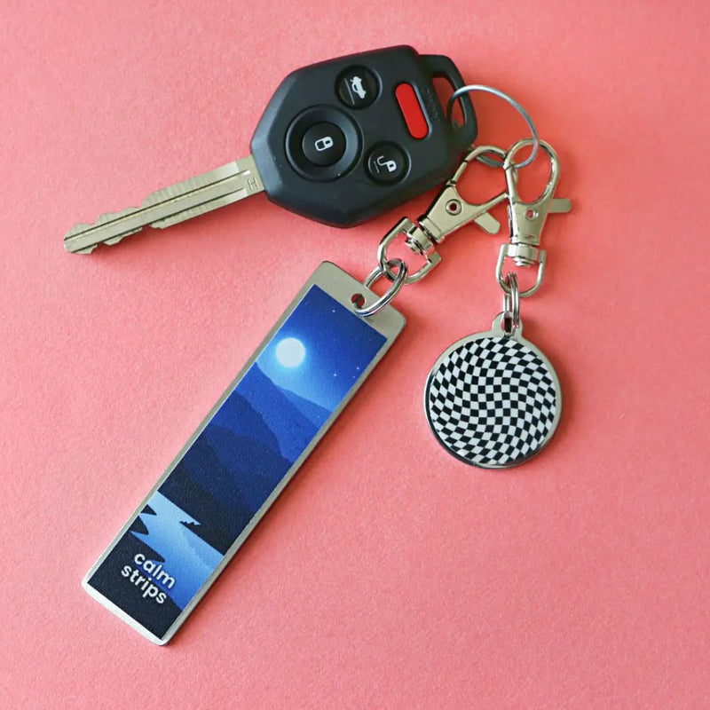 Calm Strips keychain & sticker with keys attached