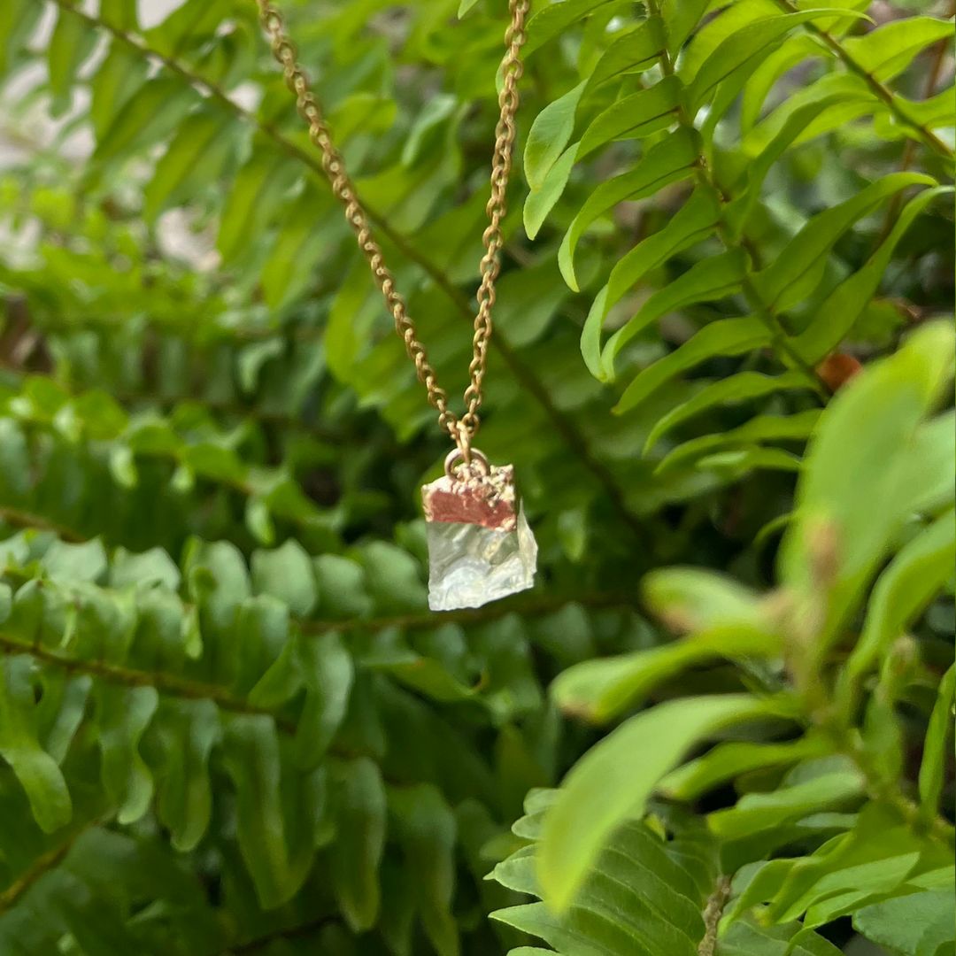 Yellow citrine stone pendant on gold chain