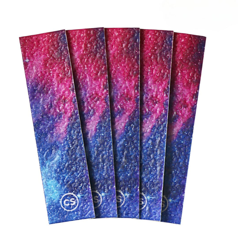 Calm Strips stickers in deep purple and pinks like the cosmos.