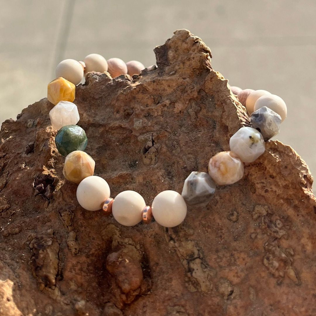 Ivy - Agate & White Fossil Diffuser Bracelet