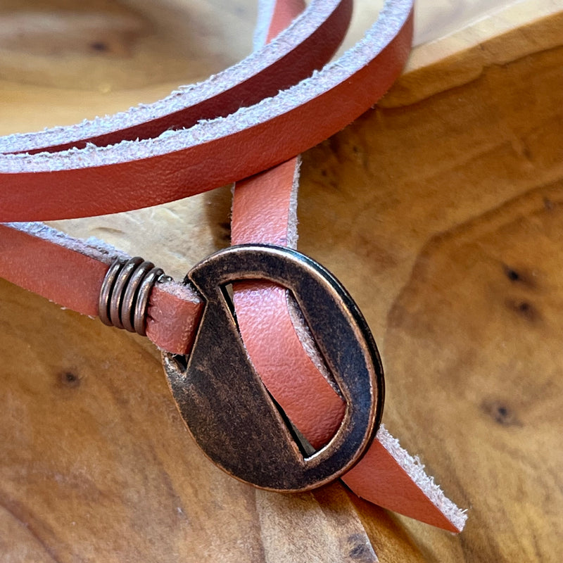Brown Leather Wrap Essential Oil Bracelet