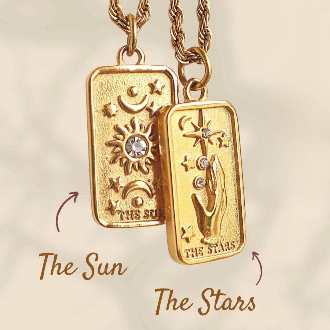 The sun and the star tarot card necklaces