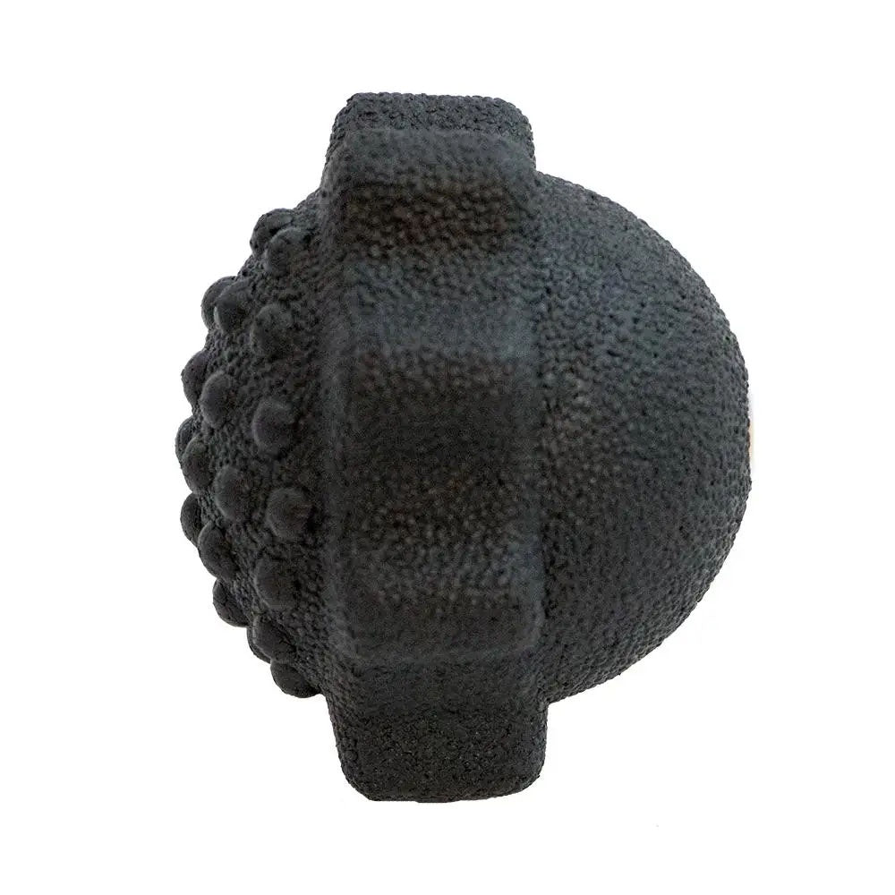 Massage ball - black hard foam ball with one curved side and one side with trigger point bumps