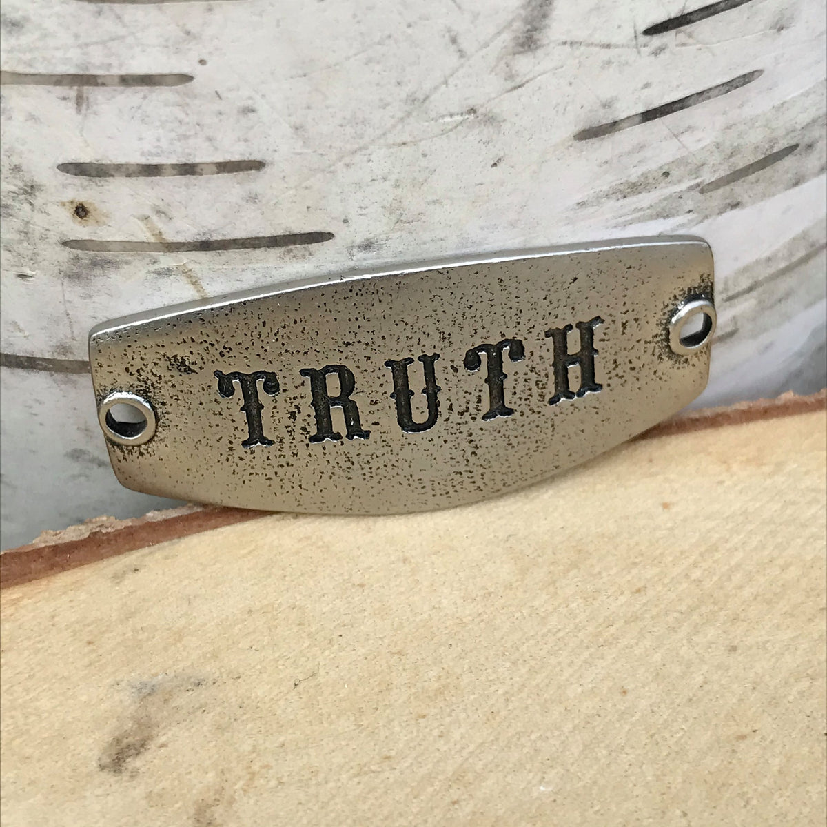 antique silver Lenny & Eva sentiment stamped with TRUTH