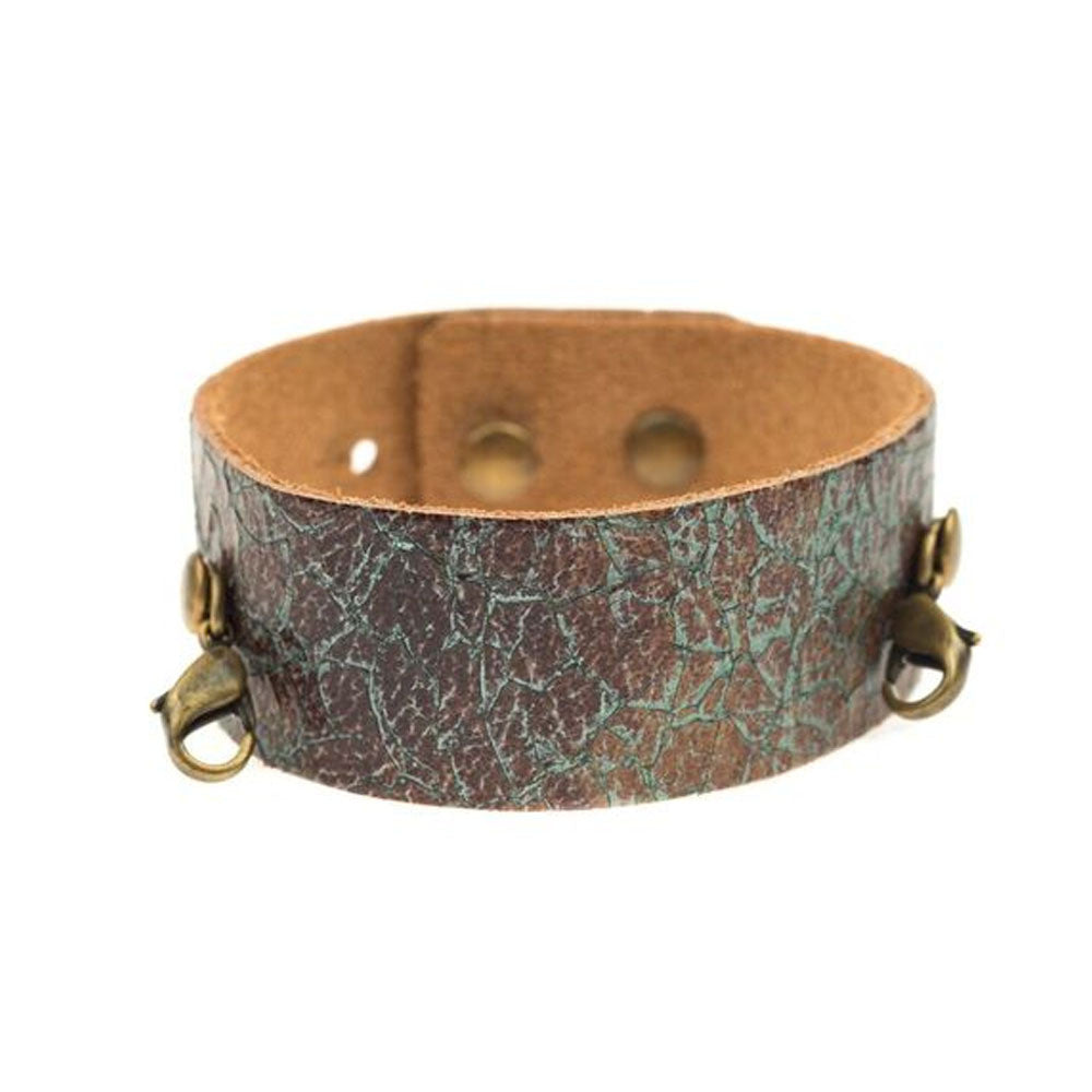 Lenny and Eva Thin Leather Cuff in distressed turquoise.