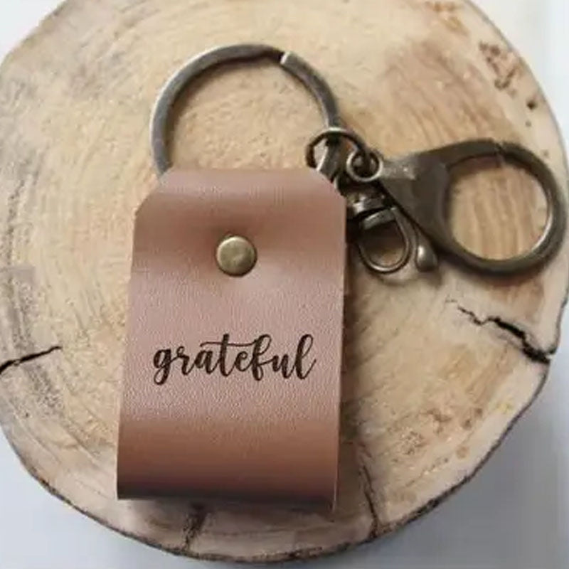 Grateful - Leather Keychain