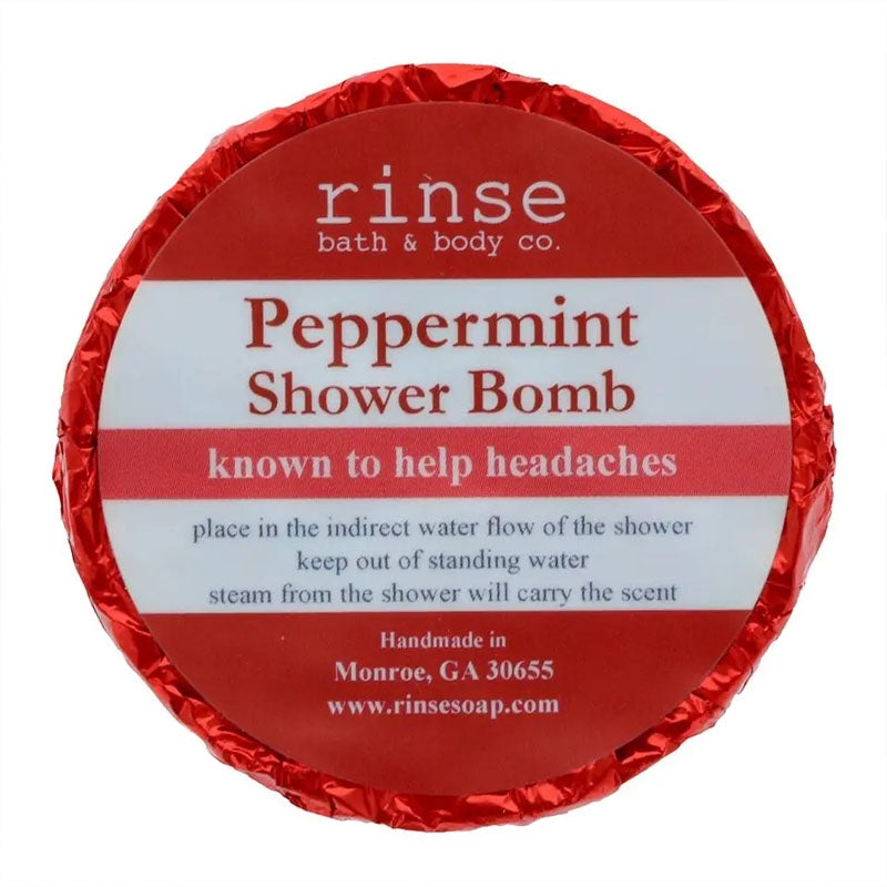 Peppermint Shower Bomb disk in red foil wrapper