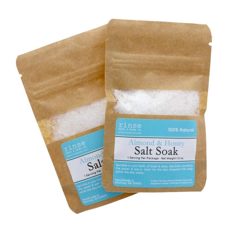 2 packages of Almond & Honey Salt Soak in kraft bags