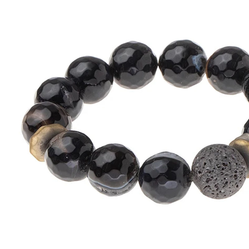 Black Agate - Lava & Gemstone Diffuser Bracelet