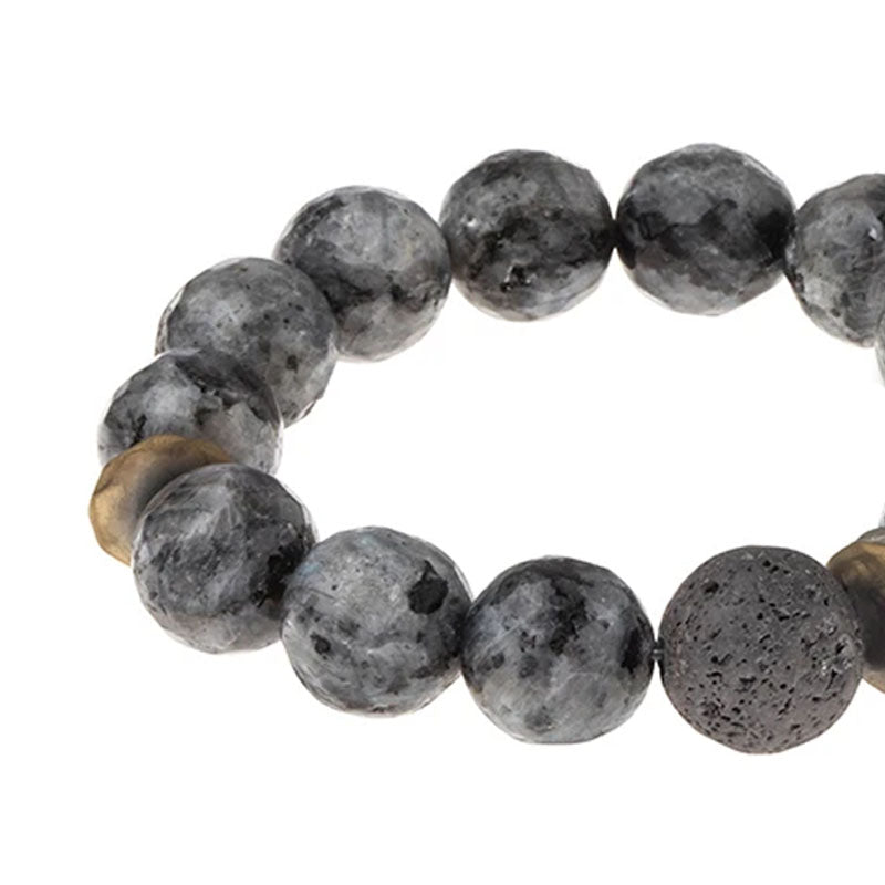 Black Labradorite - Lava & Gemstone Diffuser Bracelet