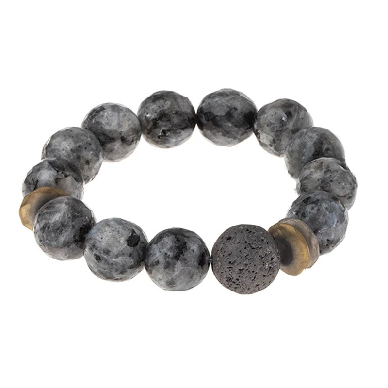 Black Labradorite - Lava & Gemstone Diffuser Bracelet