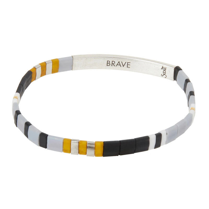 BRAVE - Gray/Black/Silver - Good Karma Miyuki Bracelet