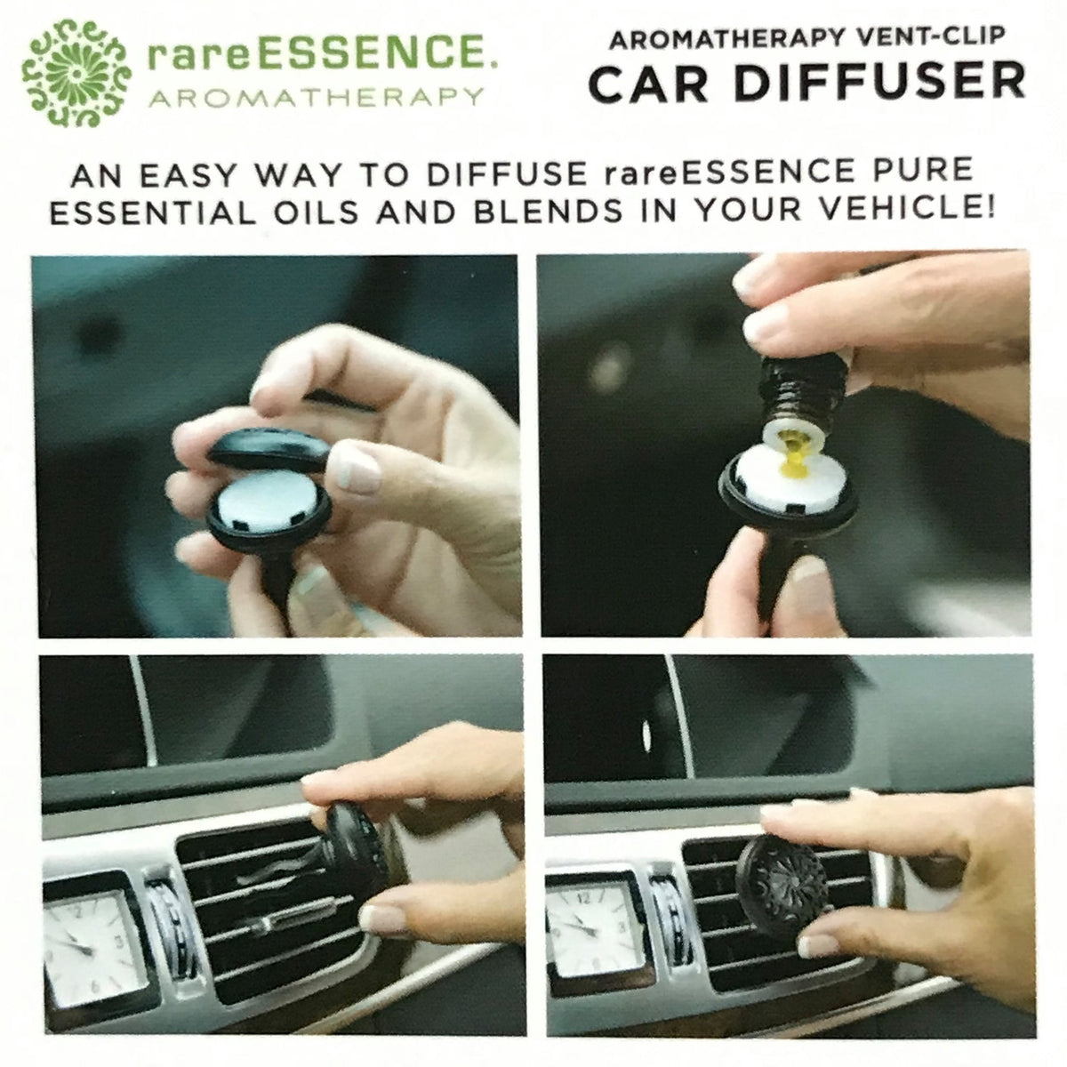Car diffuser for essential oils. Just add a couple drops of your favorite essential oil and slide the diffuser onto your air vent.