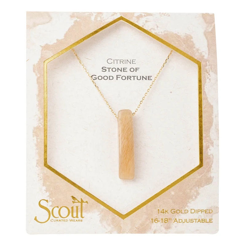 Citrine Stone Point Necklace - Stone of Good Fortune