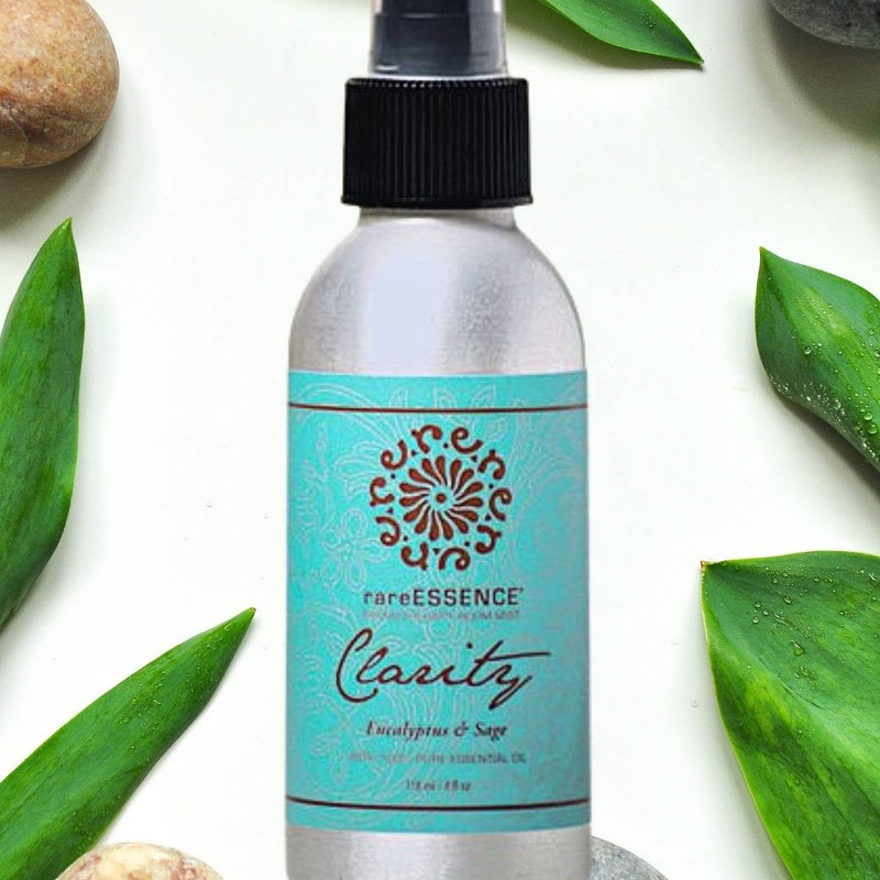 Rare Essence Clarity room mist with eucalyptus and sage essential oils.
