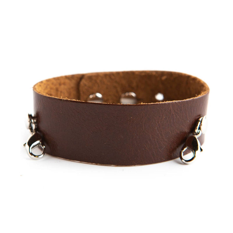 Thin Leather Cuff - Silver Clasps