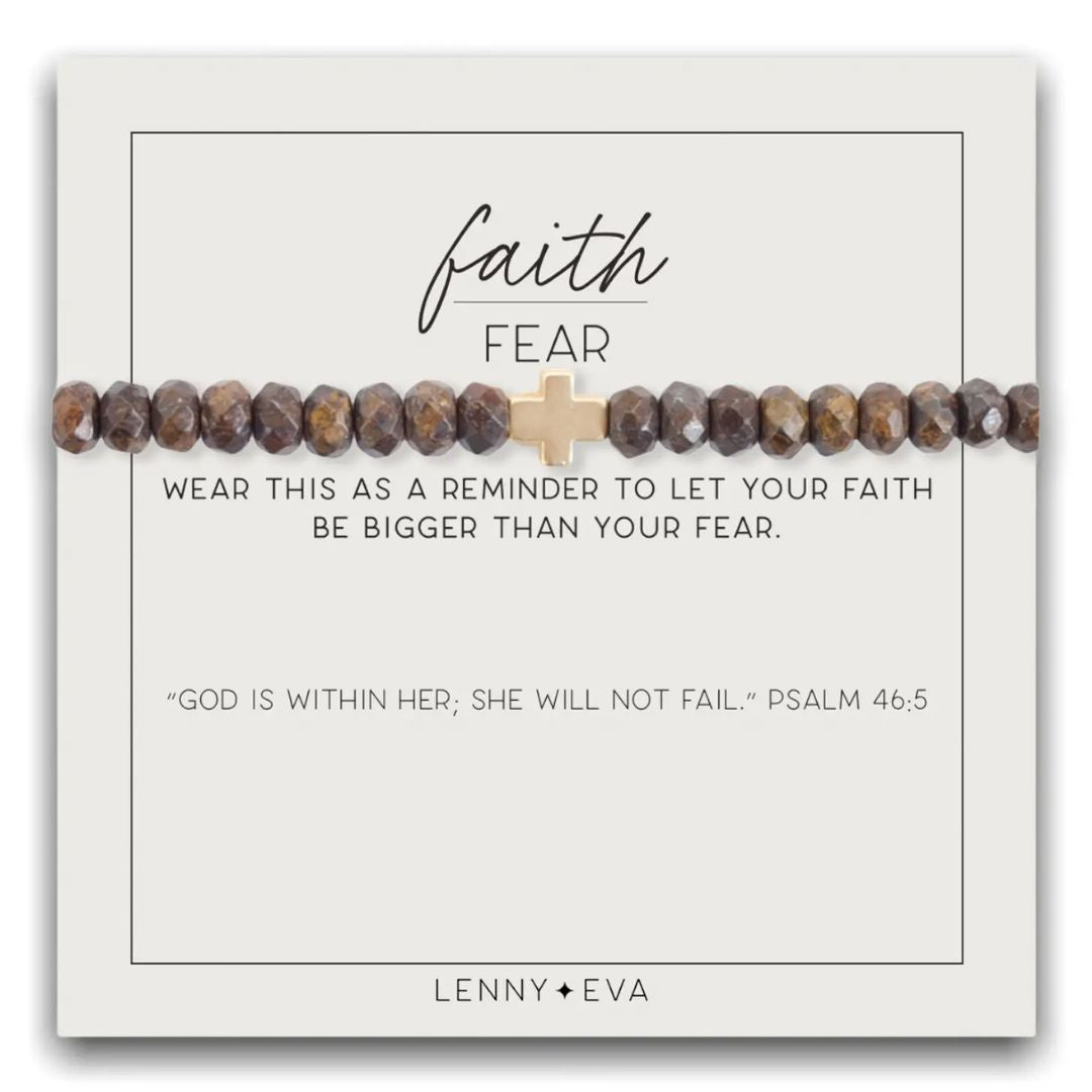 Bronzite Lenny & Eva Faith over Fear bracelet on story card