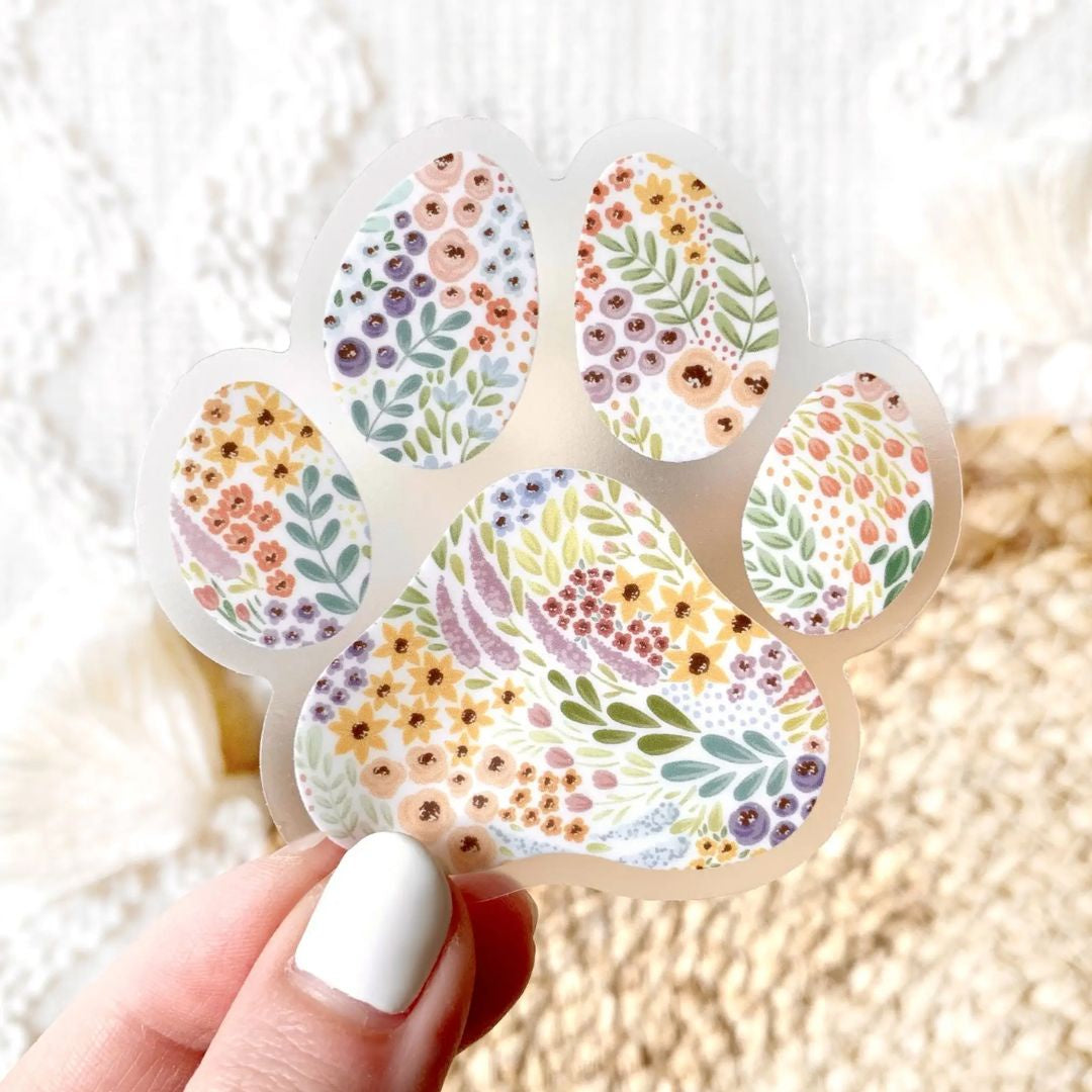 Floral Paw Print - sticker