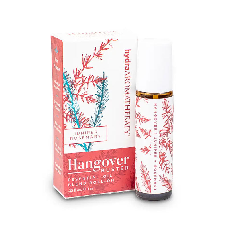 When you have a hangover, bust it with this juniper and rosemary essential oil blend. Comes in a 10 ml bottle that has a red berry and juniper needle design.