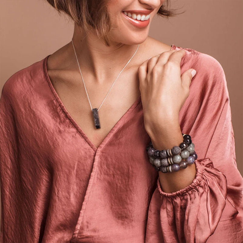 Amber Agate - Lava & Gemstone Diffuser Bracelet