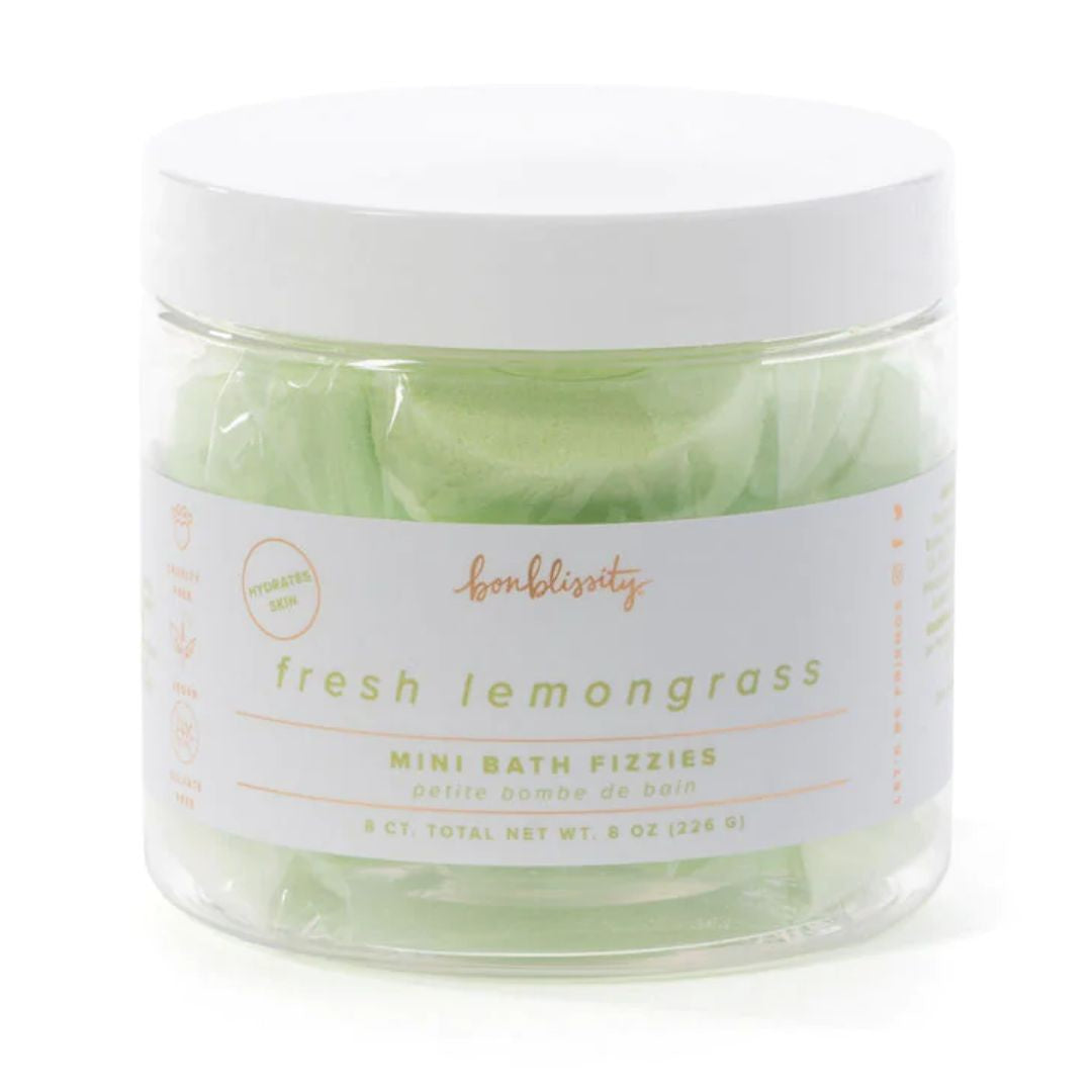 Jar of green lemongrass bath fizzies