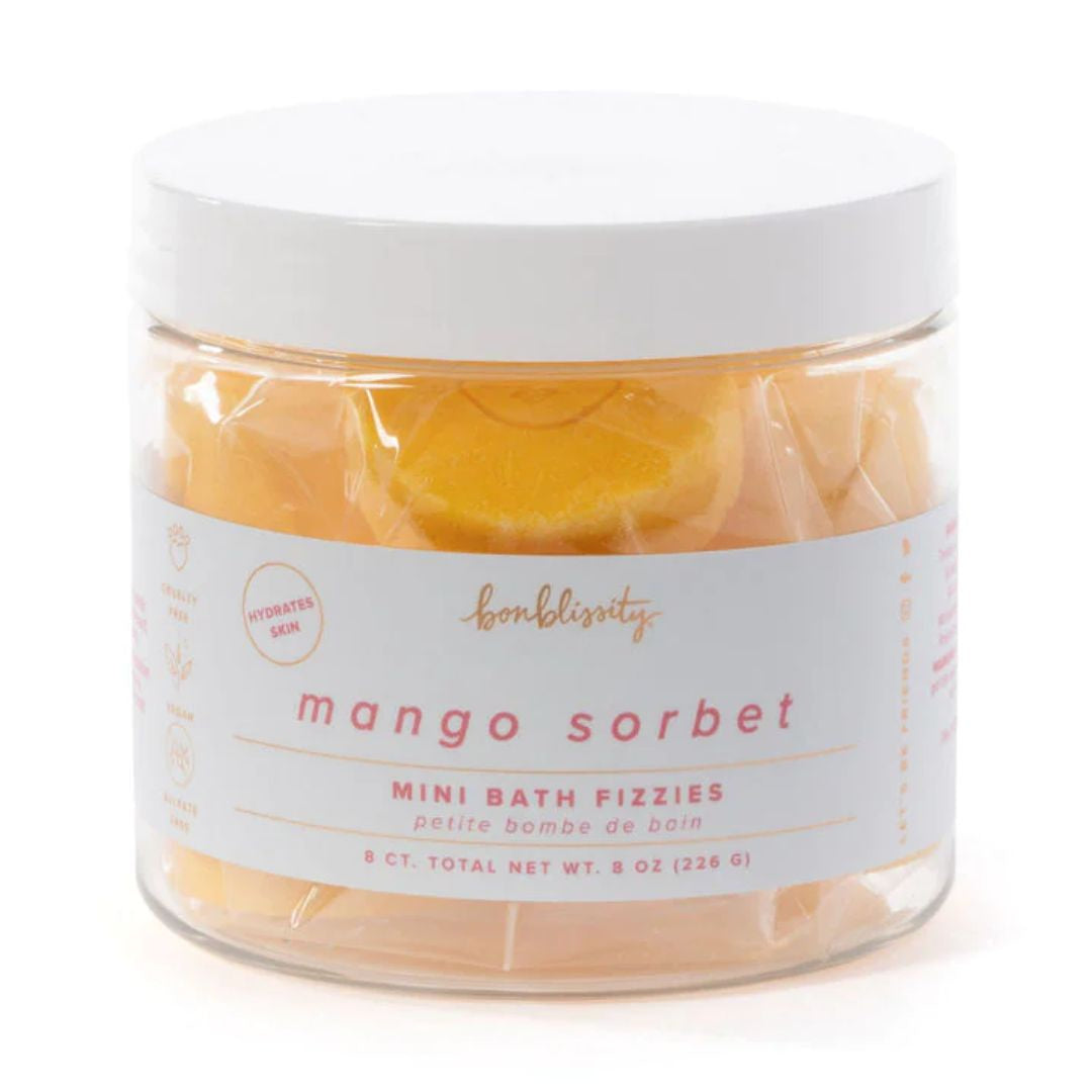 Jar of yellow mango scented bath fizzies