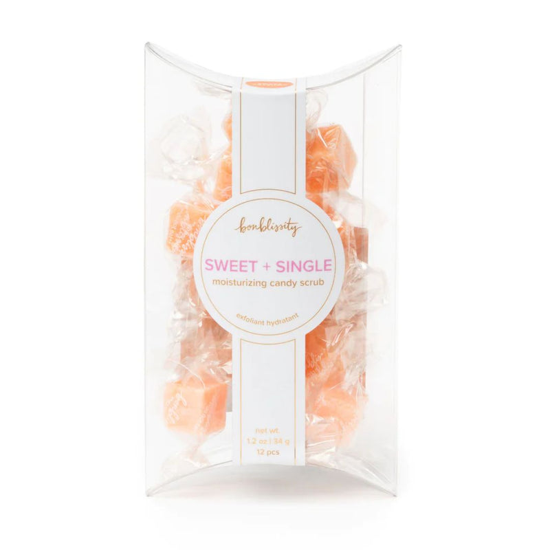 Package of orange moisturizing candy scrub cubes