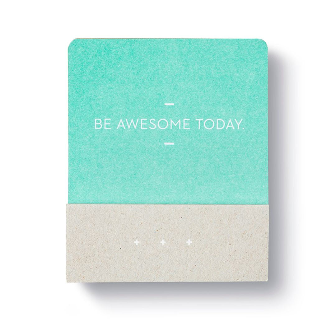 Motto of the Day desktop card set. Mint green motto card says "Be awesome today."