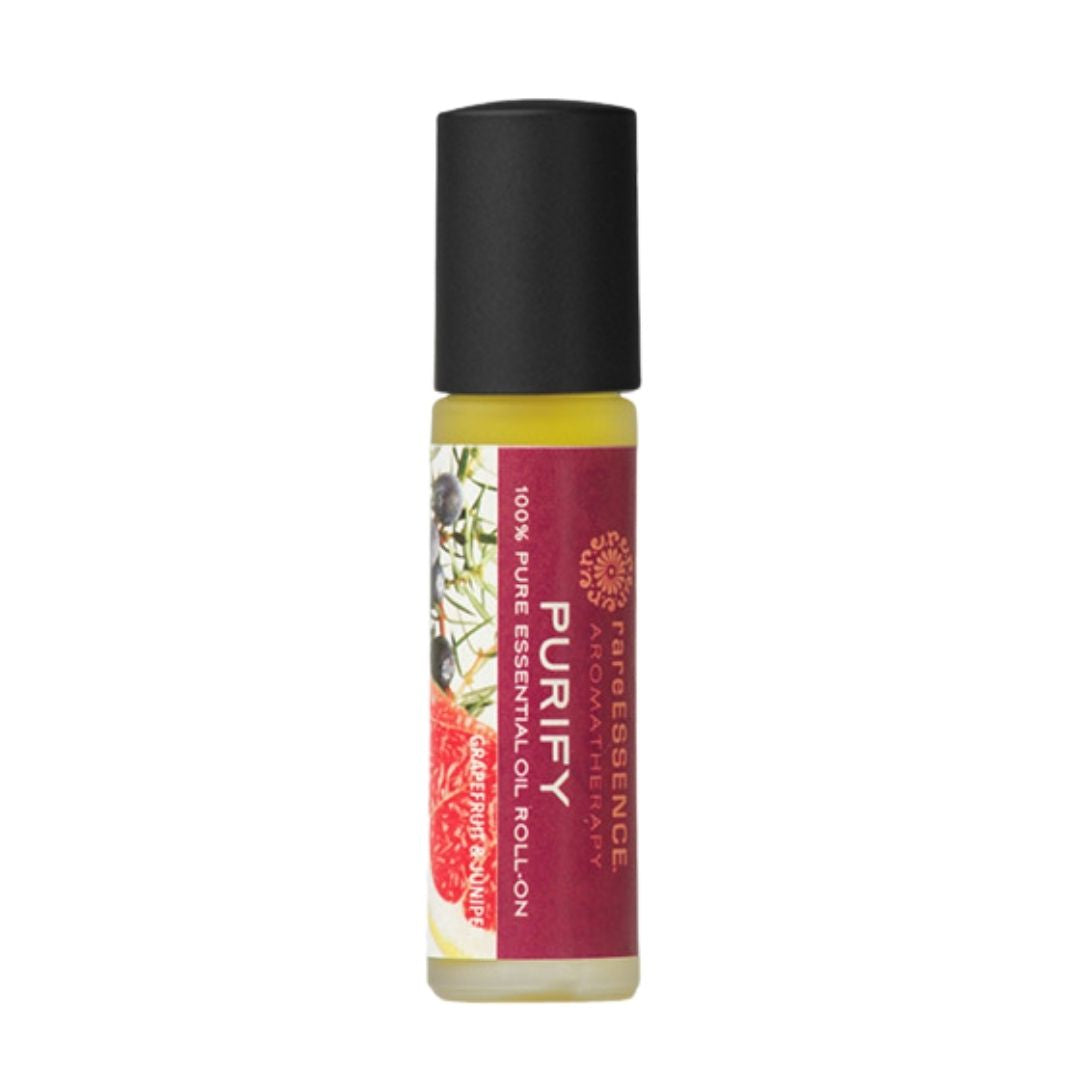 Purify essential oil roll on by Rare Essence. Pink label