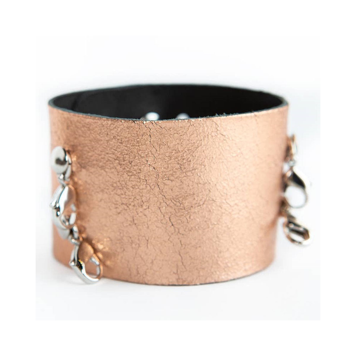Wide Leather Cuff - Silver Clasps