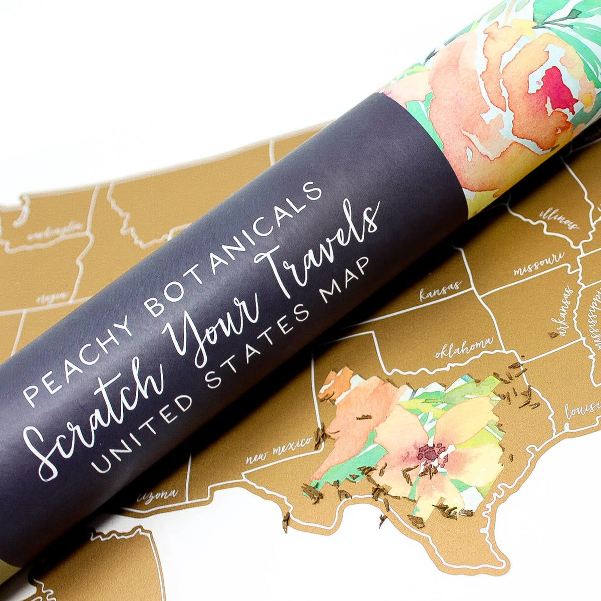 Peachy Botanicals Scratch Your Travels United States Map
