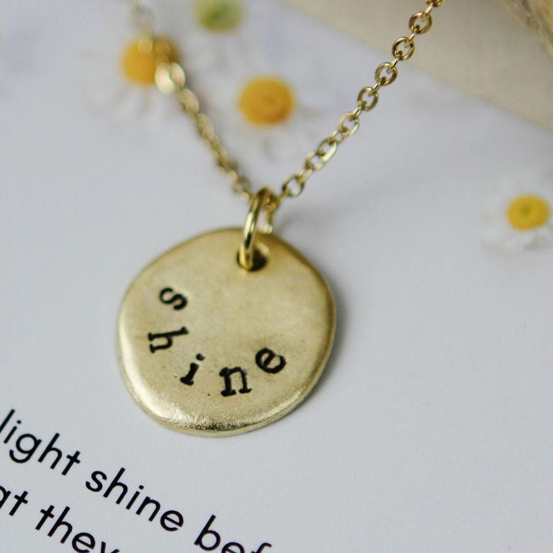 Shine - Hand Stamped Gold Scripture Necklace