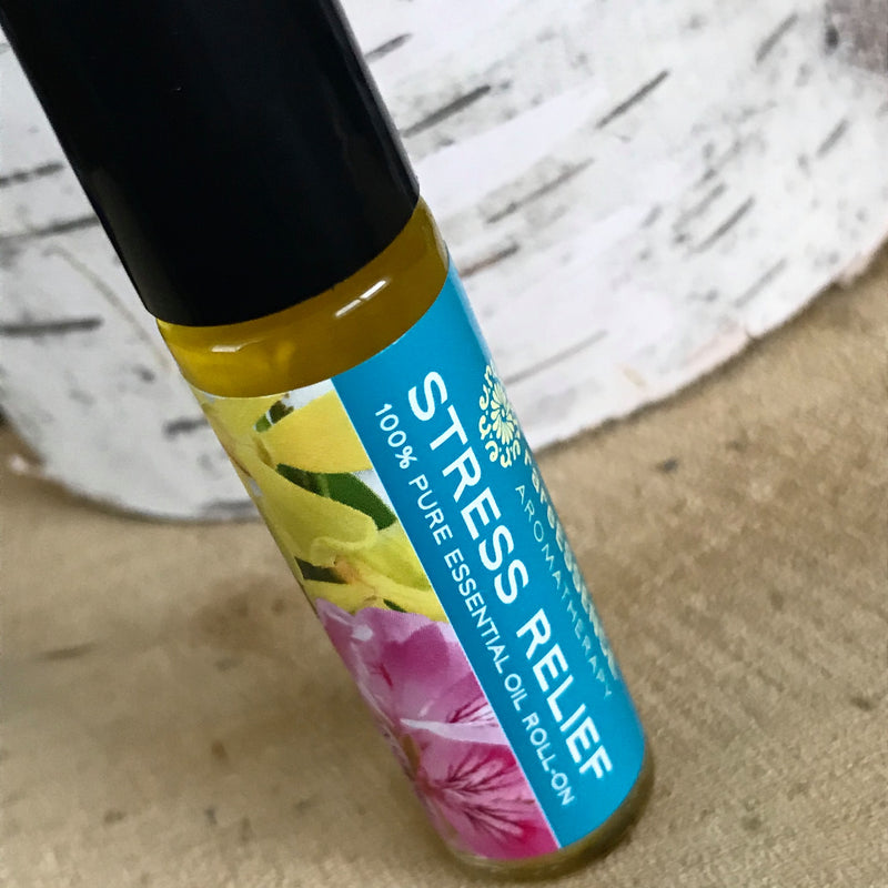 Relieve stress by applying this roll on filled with essential oils like ylang ylang, bergamot, sage, and lavender. Perfect on the go aromatherapy in your pocket or purse. TSA compliant size.
