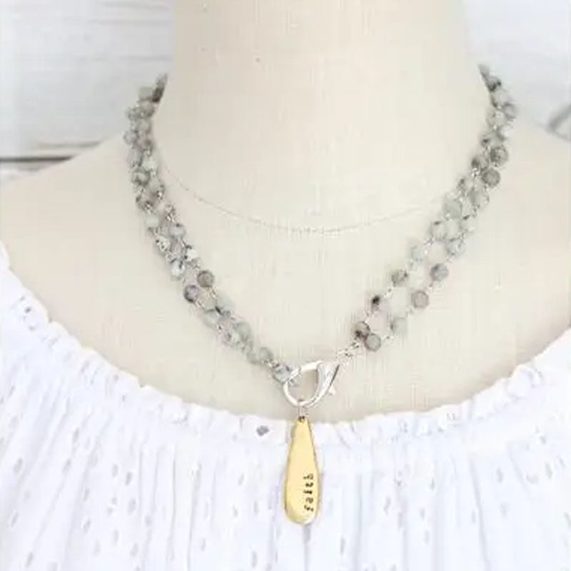 Teardrop pendant on short necklace chain