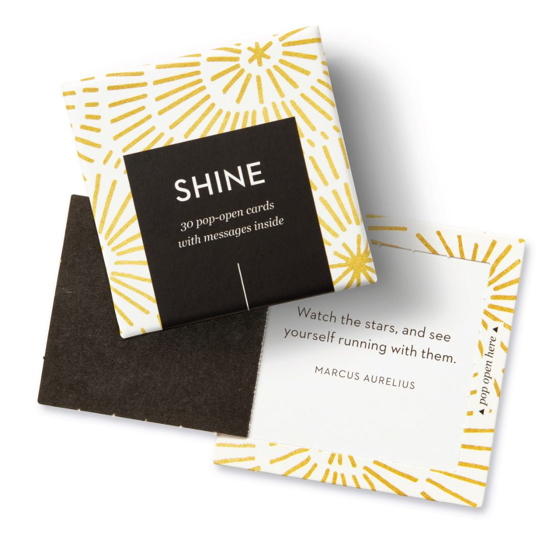 "Shine" card set featuring a white and gold starburst design