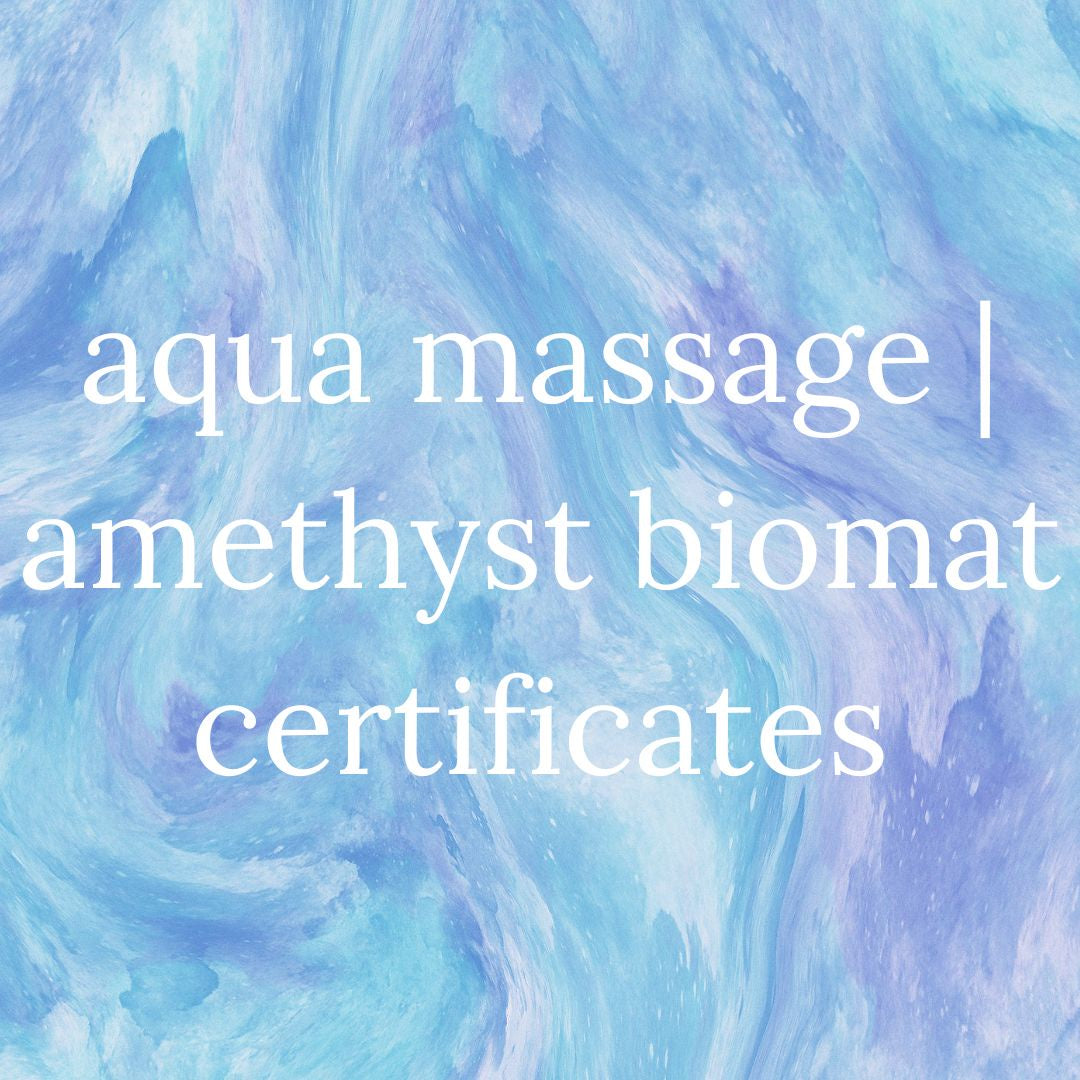 aqua massage & amethyst biomat certificates
