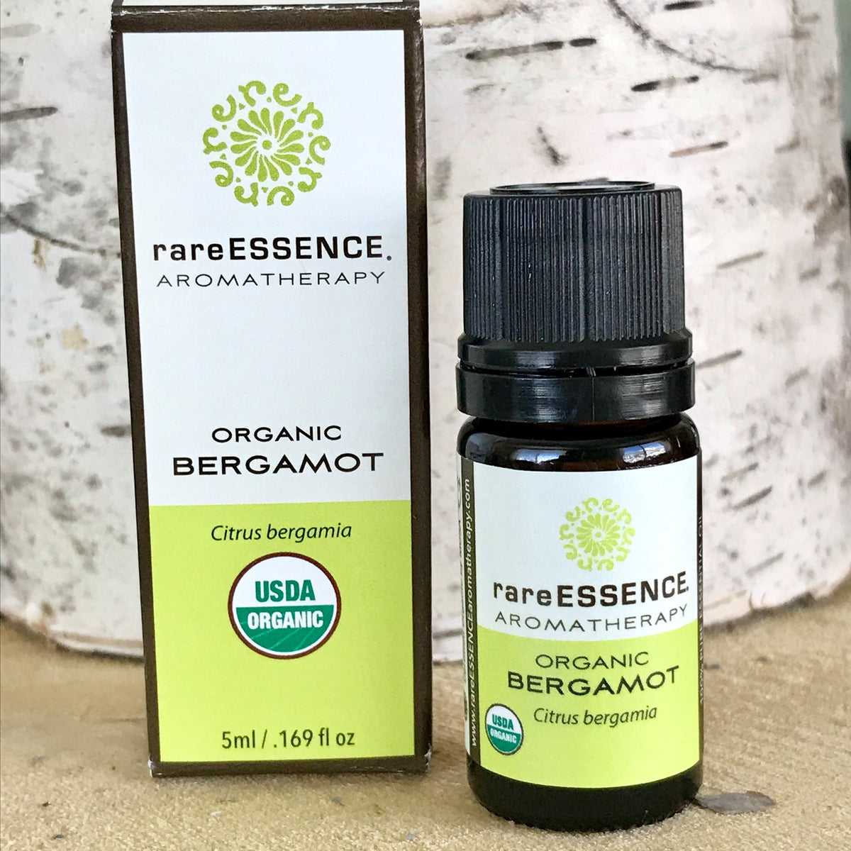 Bottle of organic bergamot essential oil by Rare Essence