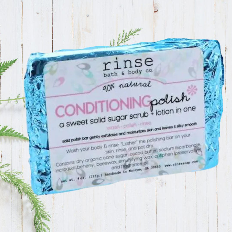 Conditioning polish sugar scrub and lotion bar by Rinse Bath & Body