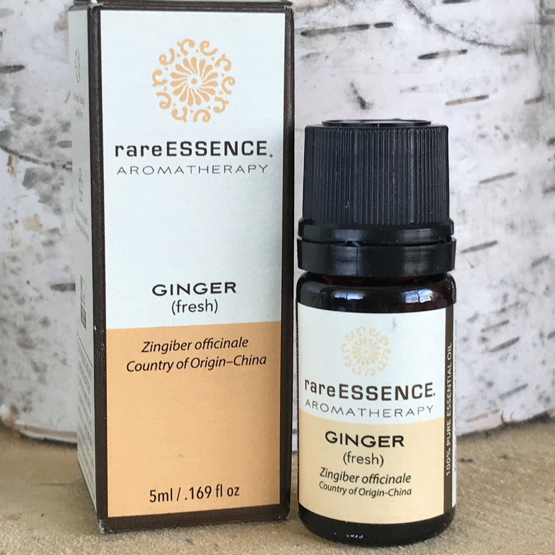Bottle of fresh Ginger essential oil by Rare Essence Aromatherapy