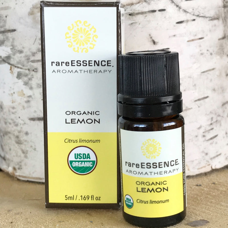 Bottle of Organic Lemon Essential Oil by Rare Essence